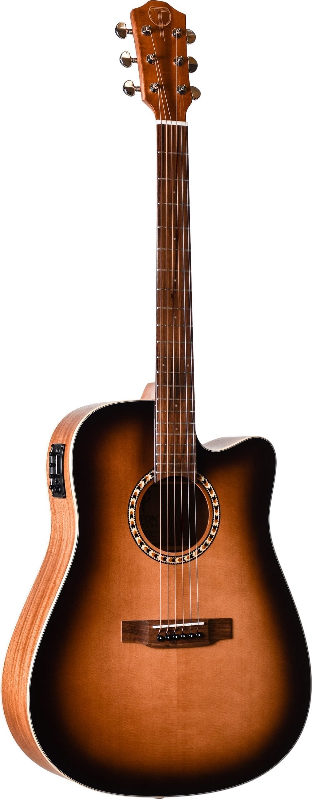 Teton STS100CEDVS Dreadnought Guitar - Mahogany Back & Sides - Dark Vintage Stain