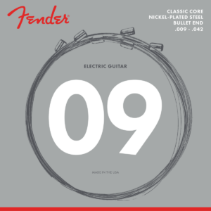 Fender Classic Core Electric Nickel-Plated Steel Guitar Strings, Bullet Ends 9-42
