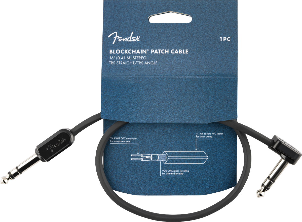 Fender Blockchain Stereo TRS Patch Cable - Straight/Angle - 1 pc - 16 Inch