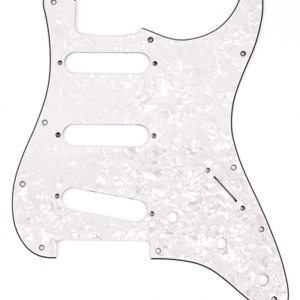11-Hole Modern-Style Stratocaster S/S/S Pickguards, 4-ply, White Pearl