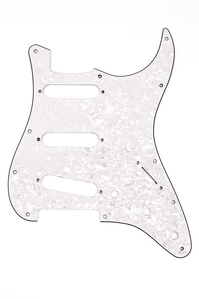 11-Hole Modern-Style Stratocaster S/S/S Pickguards, 4-ply, White Pearl