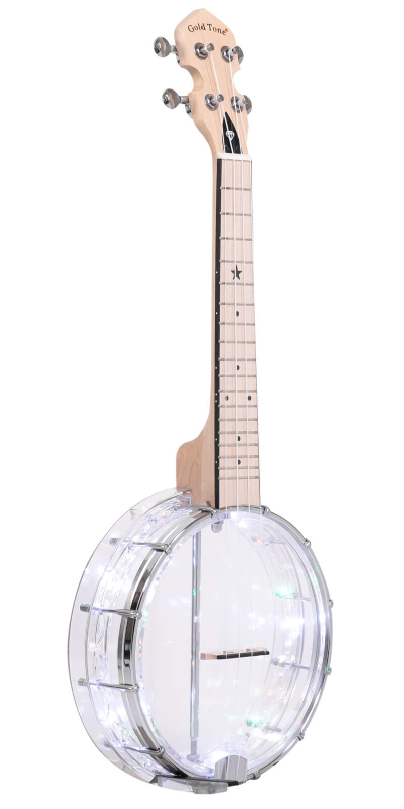 Lightup Little Gem (Diamond): See-Through Banjo-Ukuleles with Lights and Bag