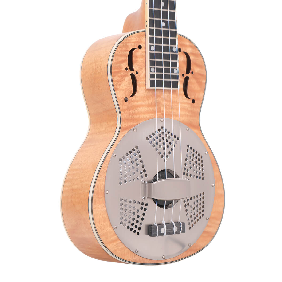 ResoMaple/L: Lefty Concert-Scale Curly Maple Resonator Ukulele with Gig Bag - Image 2