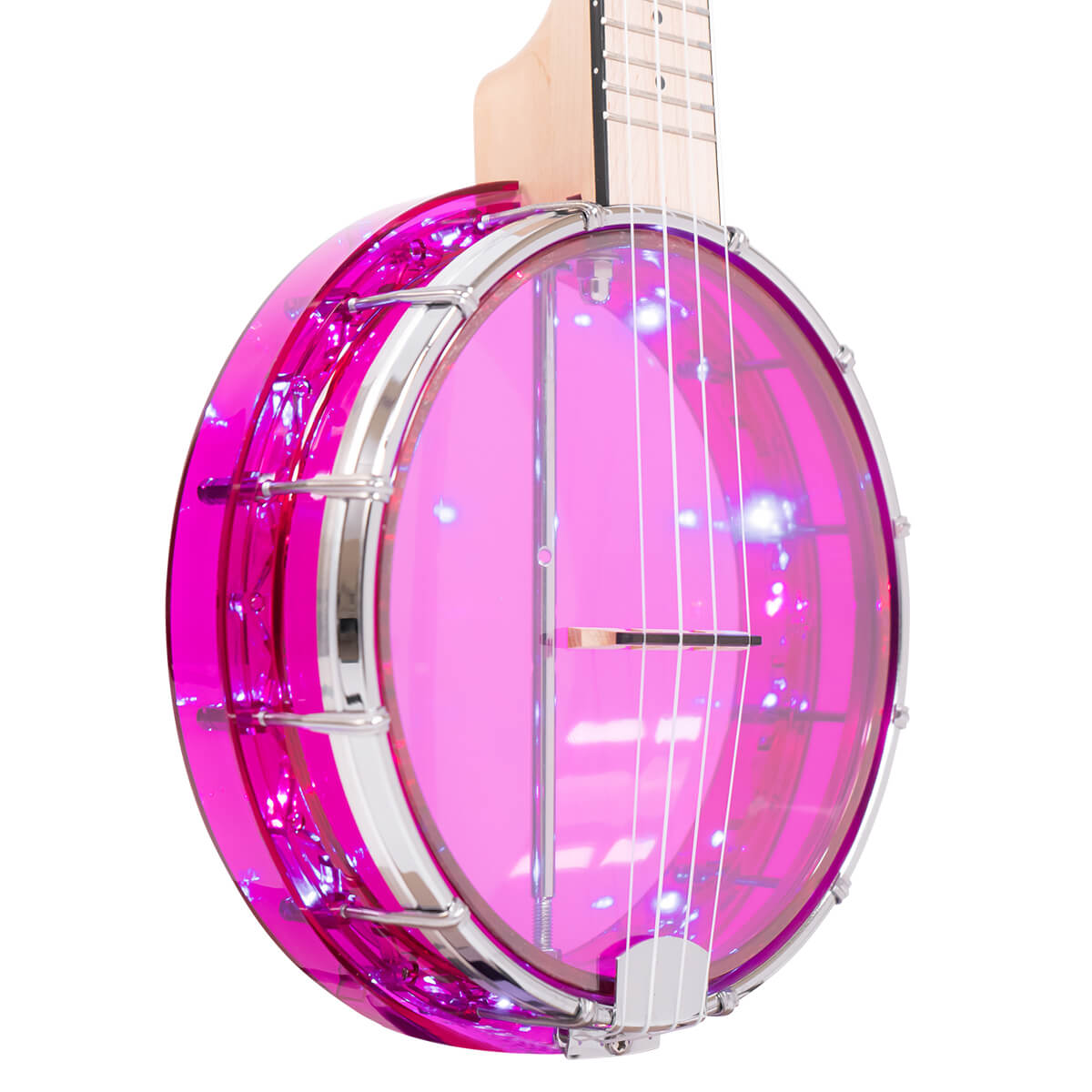 Lightup Little Gem (Diamond): Lefty See-Through Banjo-Ukuleles with Lights and Bag - Image 2
