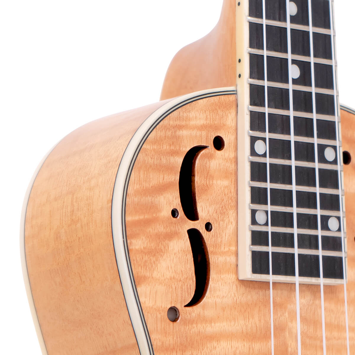 ResoMaple/L: Lefty Concert-Scale Curly Maple Resonator Ukulele with Gig Bag - Image 4