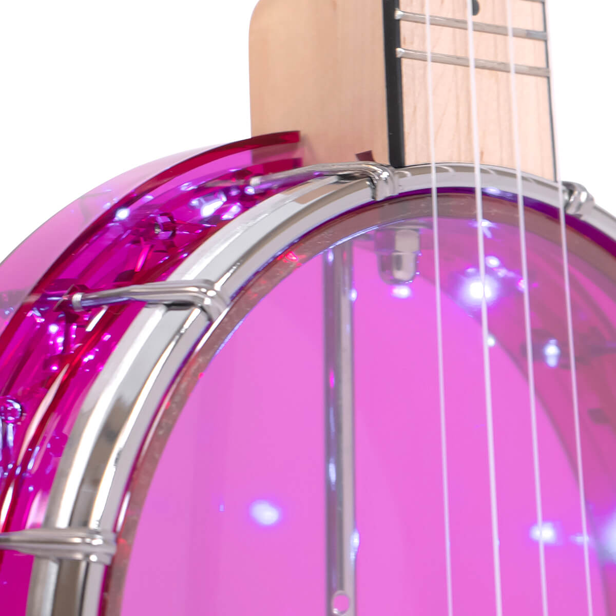 Lightup Little Gem (Diamond): Lefty See-Through Banjo-Ukuleles with Lights and Bag - Image 4