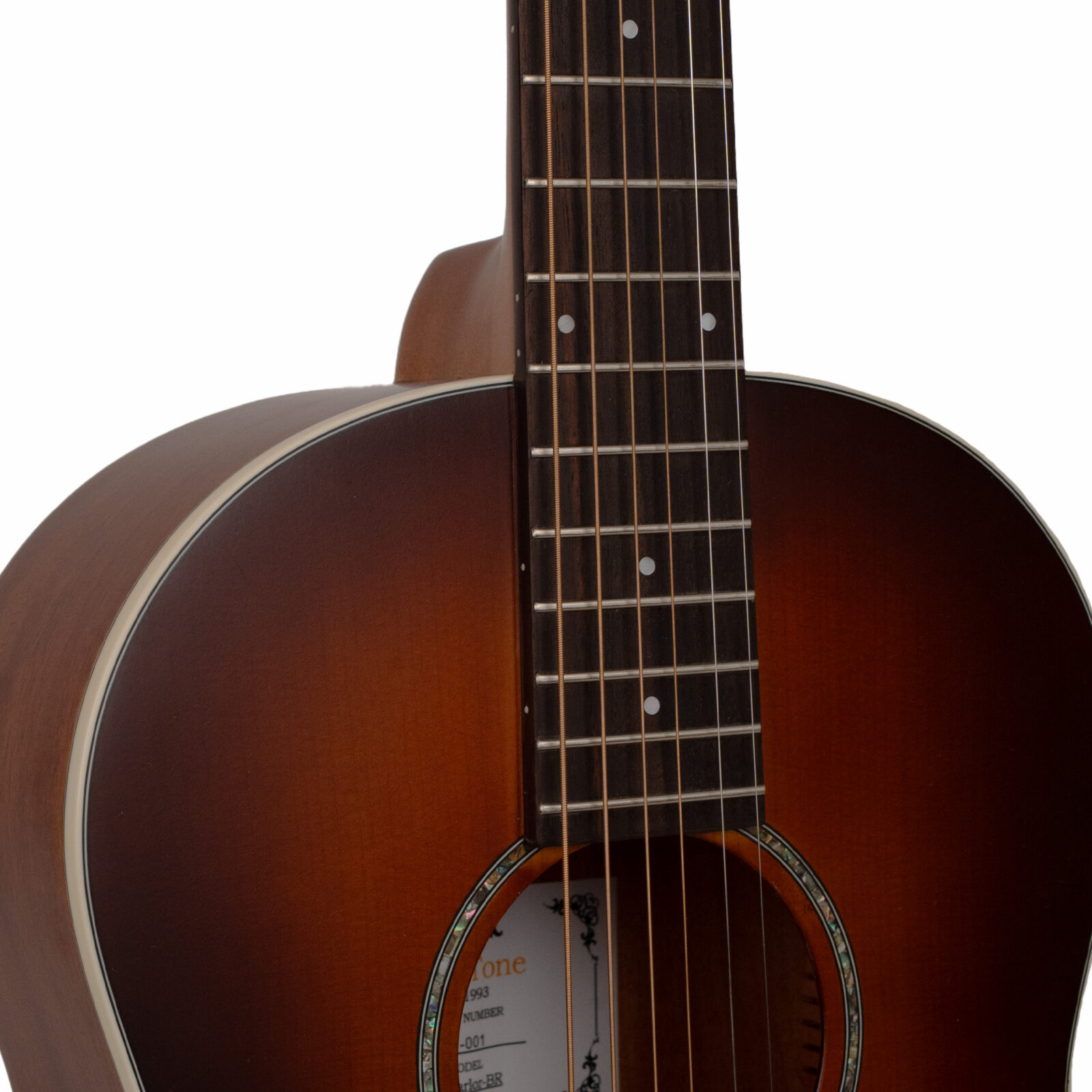 The Parlor: Acoustic-Electric All Solid Wood Guitar with Bag - Satin Burst - Image 4