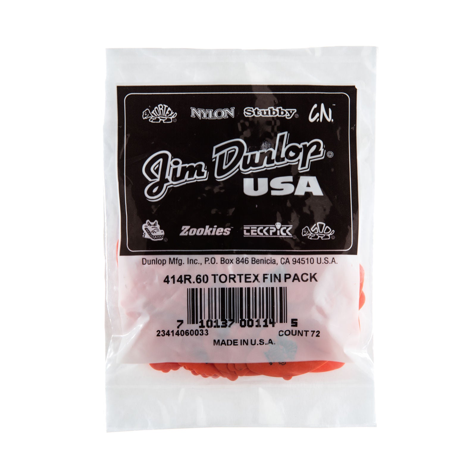 Dunlop Tortex® Fin Picks - .60mm - Bag Of 72 Picks