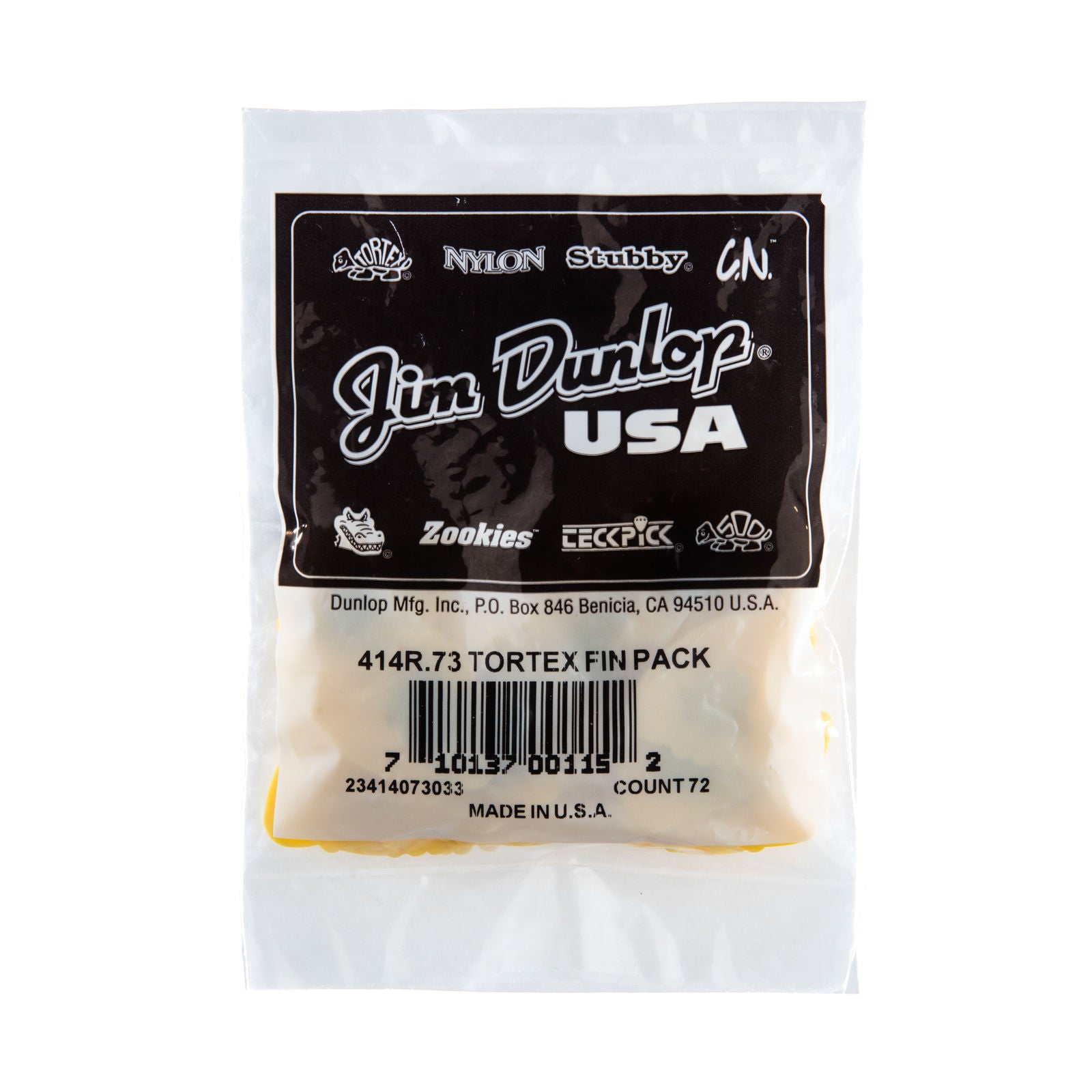 Dunlop Tortex® Fin Picks - .73mm - Bag Of 72 Picks