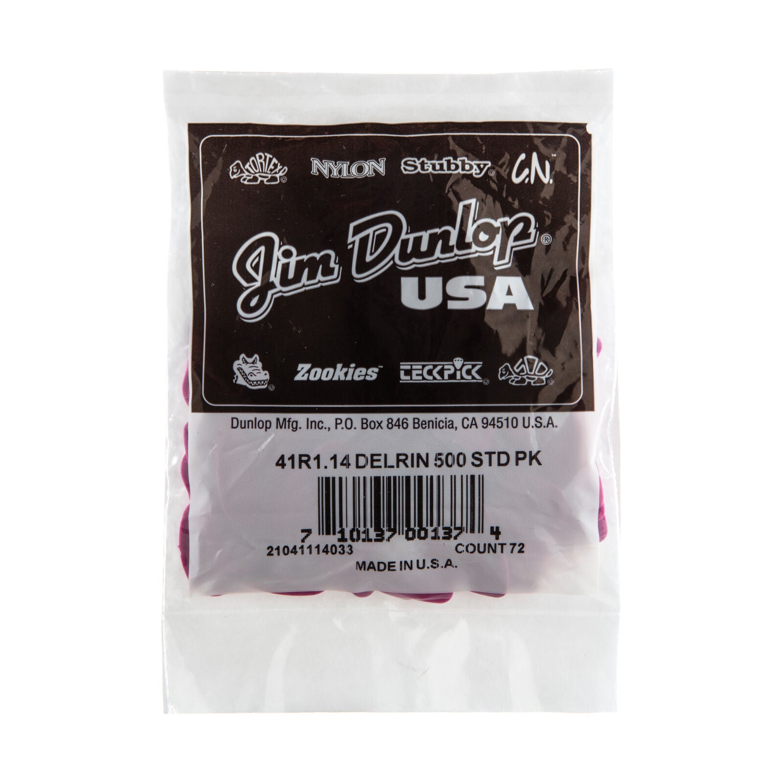 Dunlop Delrin 500 Guitar Picks - 1.14mm - Bag Of 72 Picks