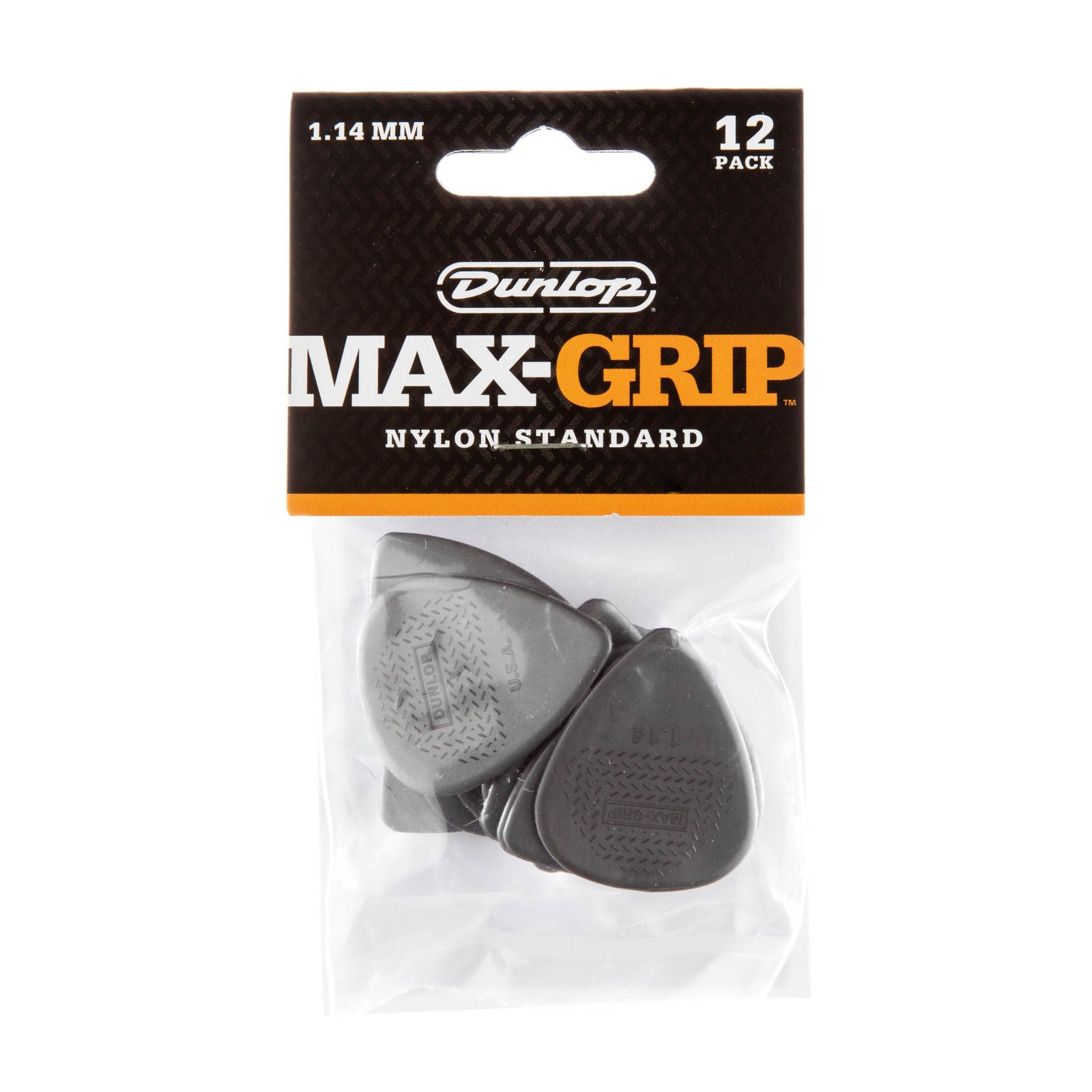 Dunlop Max-Grip® Nylon Standard Picks - 1.14mm - Pack Of 12 Picks