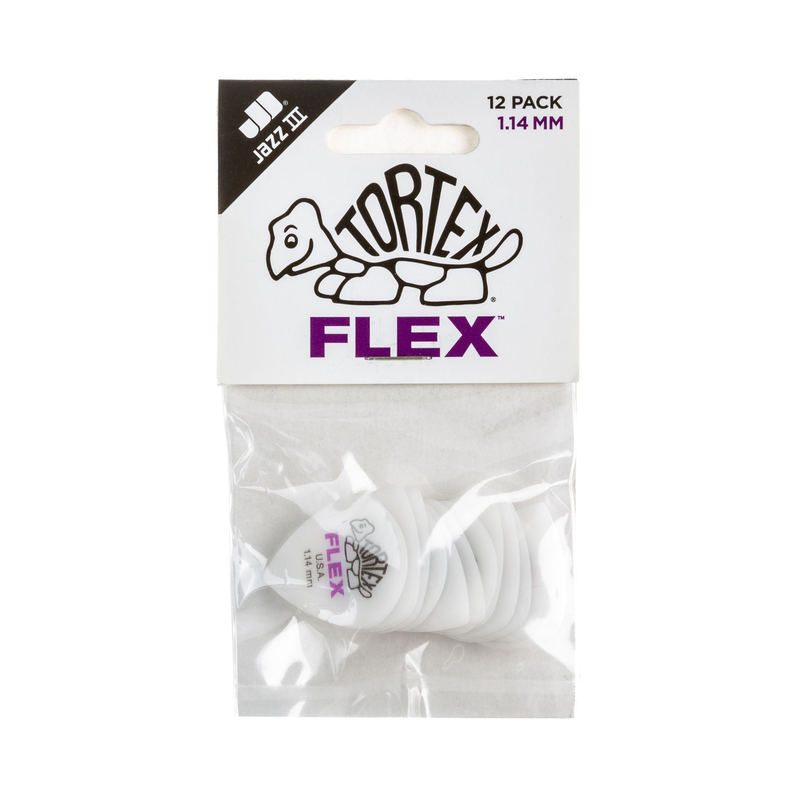 Dunlop Tortex® Flex™ Jazz III Picks - 1.14mm - Pack Of 12 Picks