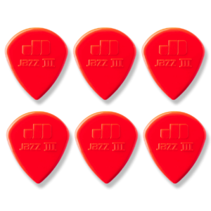 Dunlop Jazz III Nylon Picks - 1.38mm - Pack Of 6 Picks - Red
