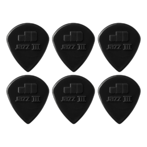 Dunlop Jazz III Black Stiffo PIcks - 1.38mm - Pack Of 6 Picks