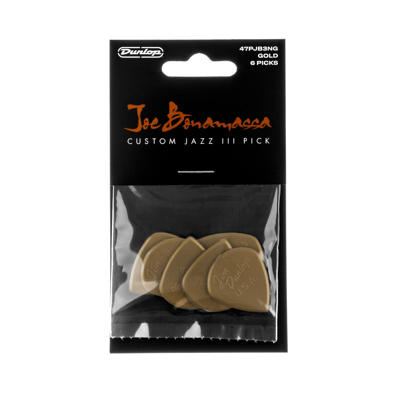 Dunlop Joe Bonamassa Jazz III Gold Picks - 1.38mm - Pack Of 6 Picks