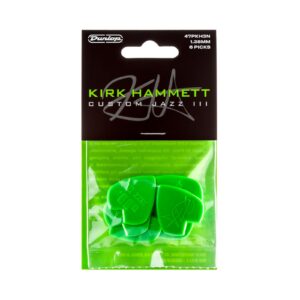 Dunlop Kirk Hammett Jazz III Picks - 1.38mm - Pack Of 6 Picks - Green