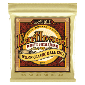 Ernie Ball Earthwood 80/20 Bronze Nylon Folk Classical Guitar Strings - Ball End