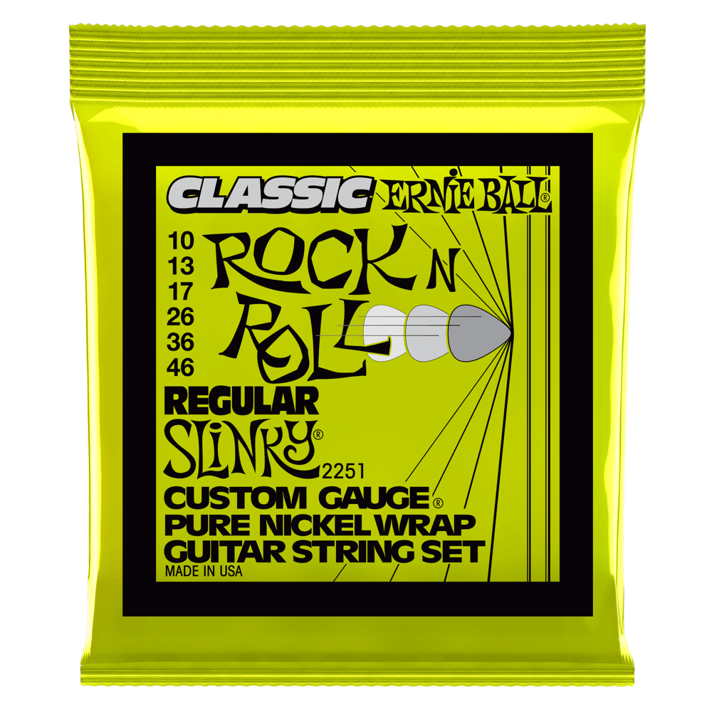 Ernie Ball Regular Slinky Classic Rock N Roll Pure Nickel Wrap Electric Guitar Strings - 10-46