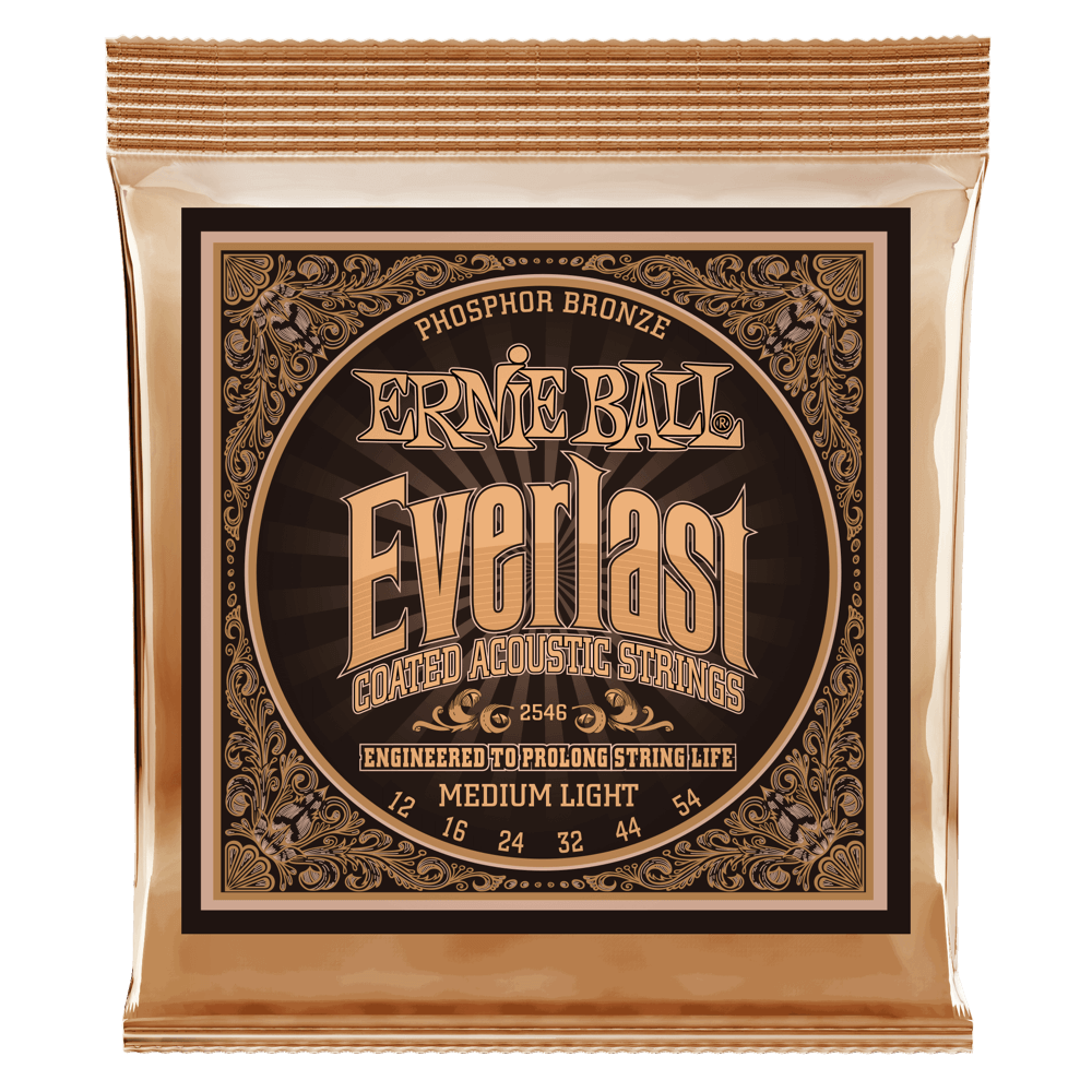 Ernie Ball Everlast Coated Phosphor Bronze Acoustic Guitar Strings - 12-54 - Medium Light