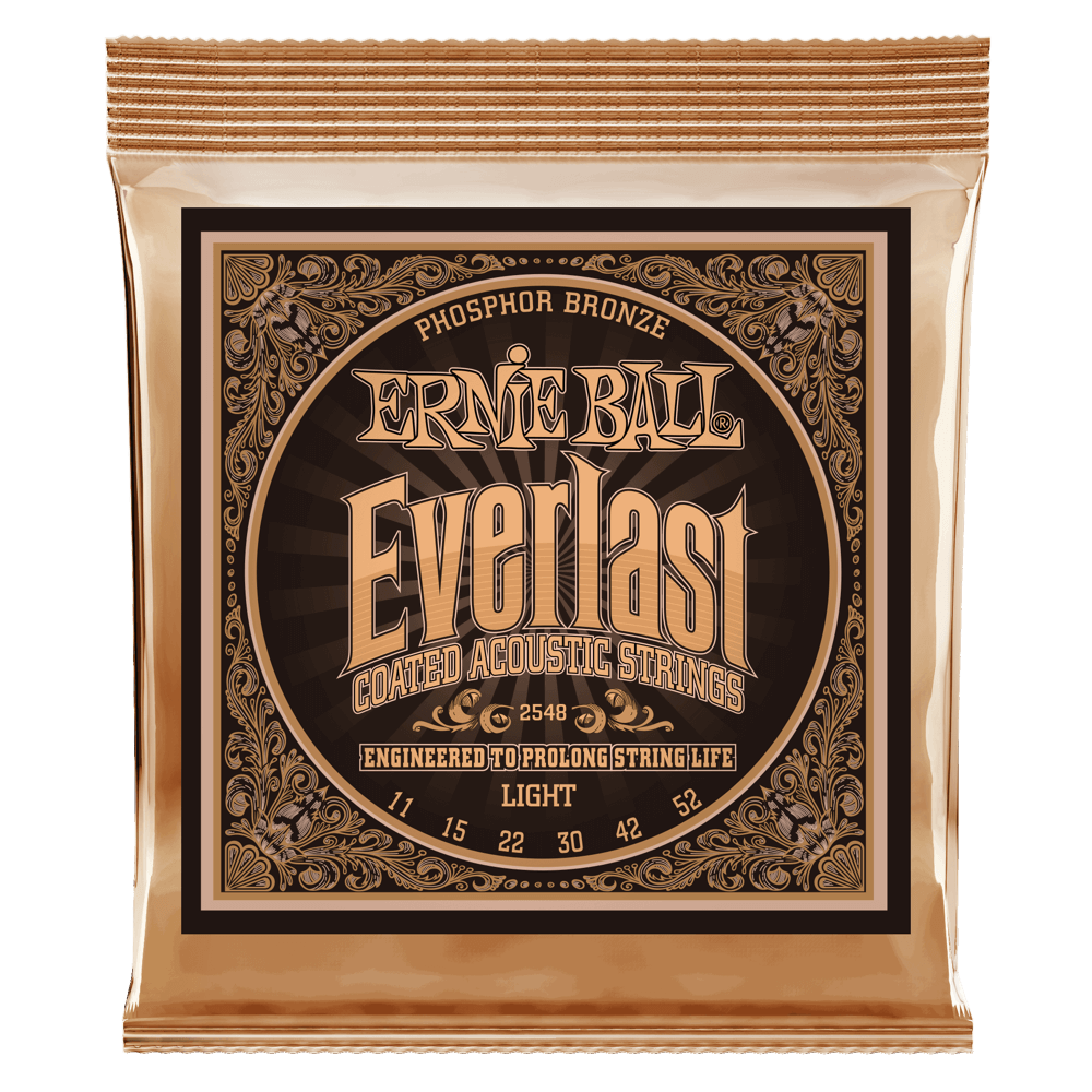 Ernie Ball Everlast Coated Phosphor Bronze Acoustic Guitar Strings - 11-52 - Light