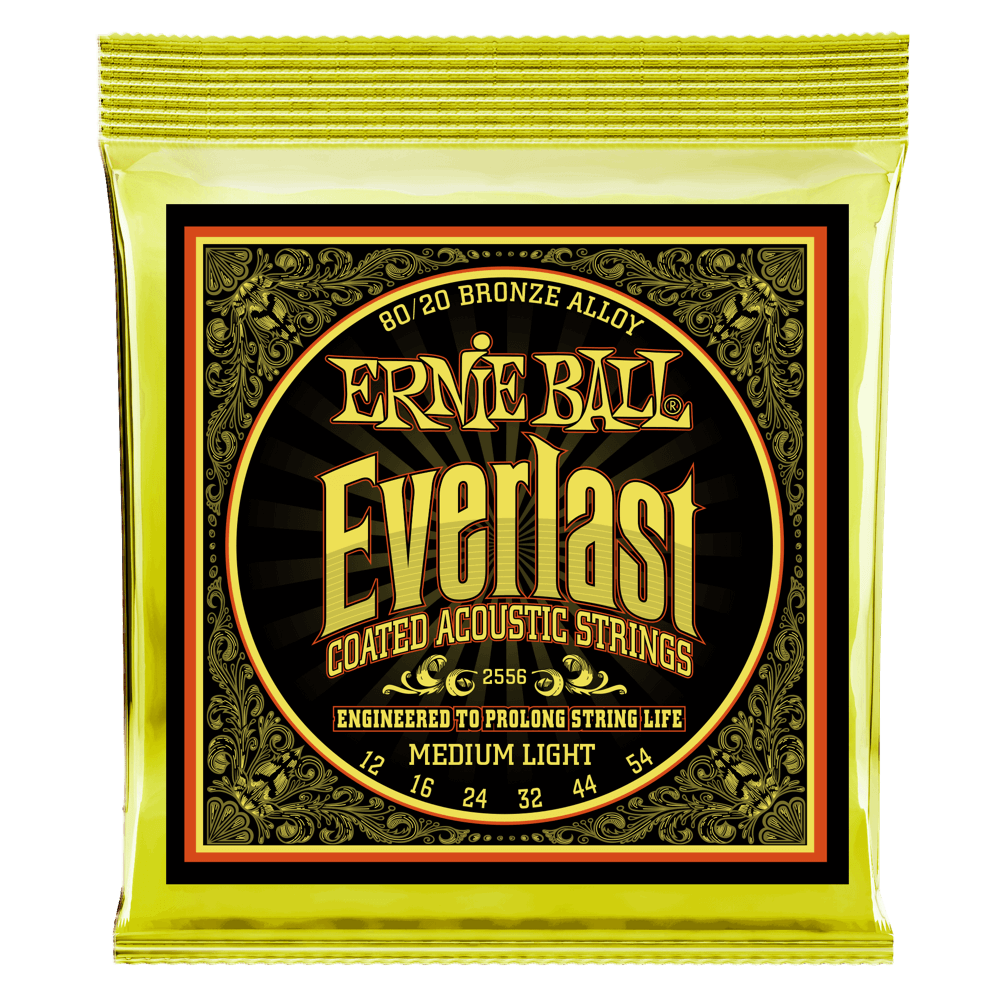 Ernie Ball Everlast Coated 80/20 Bronze Acoustic Guitar Strings - 12-54 - Medium Light