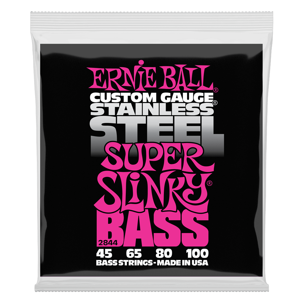 Ernie Ball Super Slinky Stainless Steel Electric Bass Strings 45-100