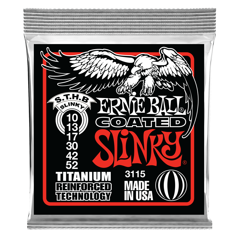 Ernie Ball Skinny Top Heavy Bottom Slinky Coated Titanium RPS Electric Guitar Strings 10-52