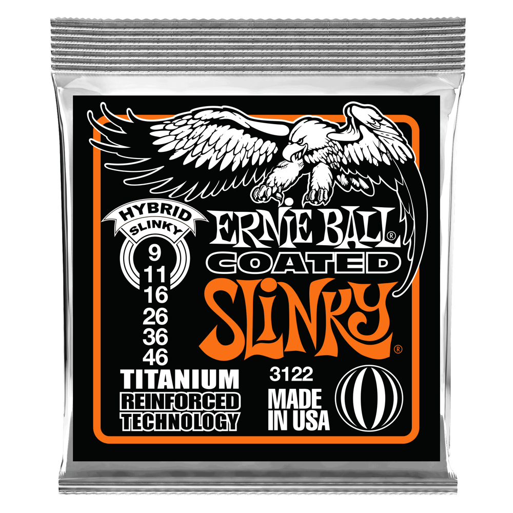 Ernie Ball Hybrid Slinky Coated Titanium RPS Electric Guitar Strings 9-46