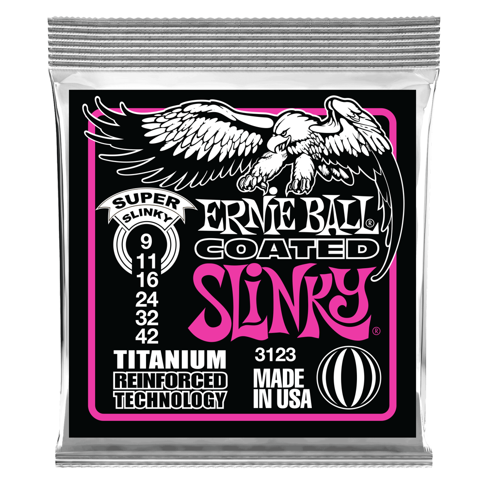 Ernie Ball Super Slinky Coated Titanium RPS Electric Guitar Strings 9-42