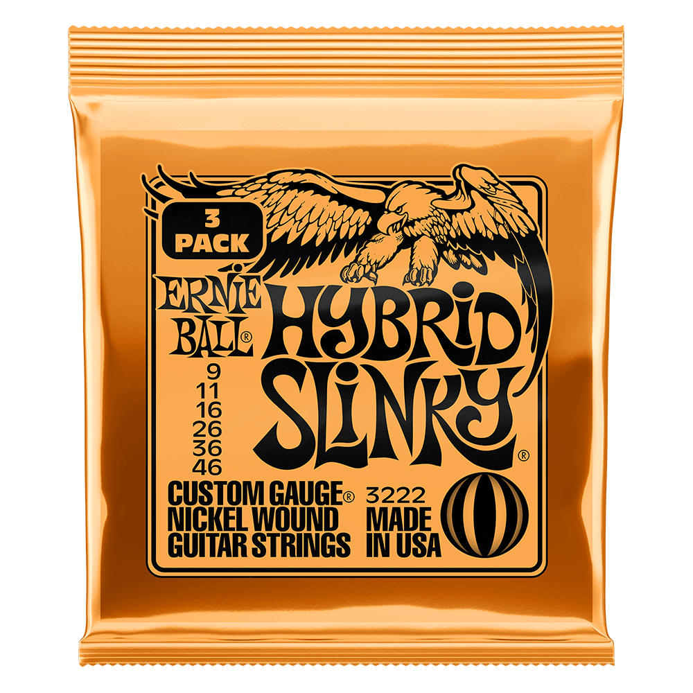 Ernie Ball Hybrid Slinky Nickel Wound Electric Guitar Strings 9-46 - 3 Pack