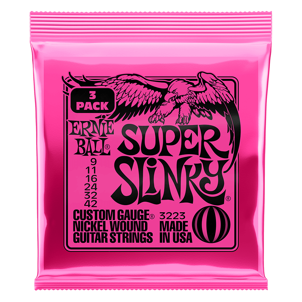 Ernie Ball Super Slinky Nickel Wound Electric Guitar Strings 9-42 - 3 Pack
