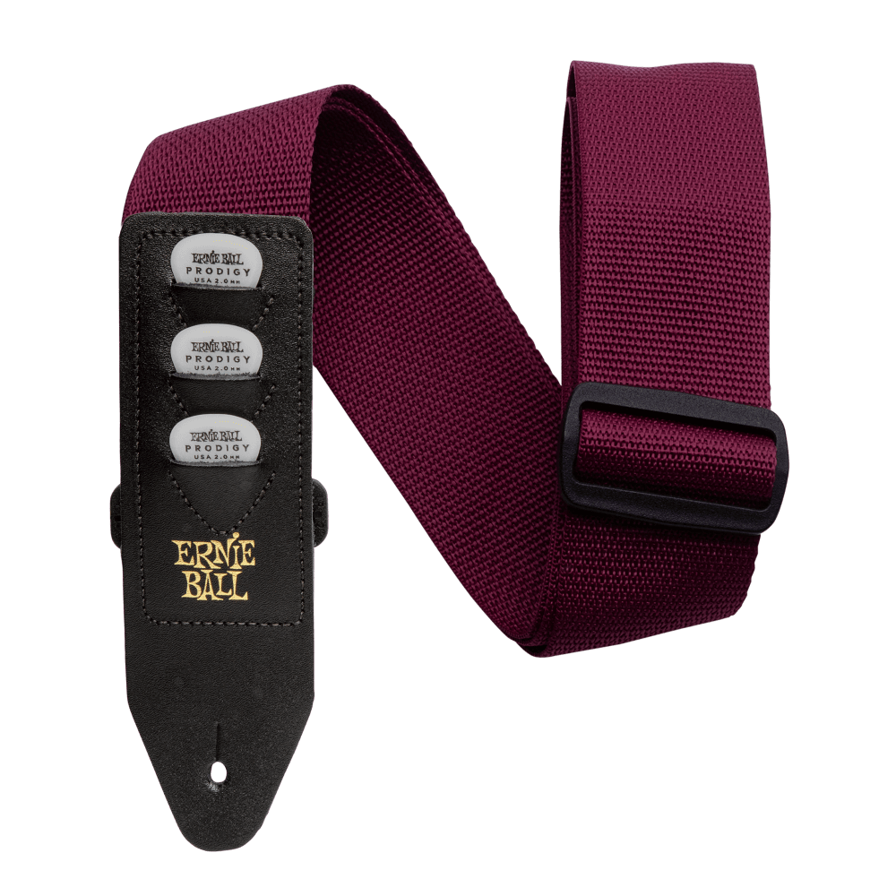 Ernie Ball Polypro Pickholder Guitar Strap - Bass Strap - Burgundy