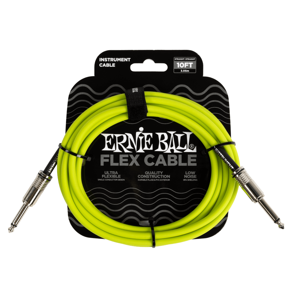 Ernie Ball Flex Instrument Cable - Straight/Straight - Green - 10FT