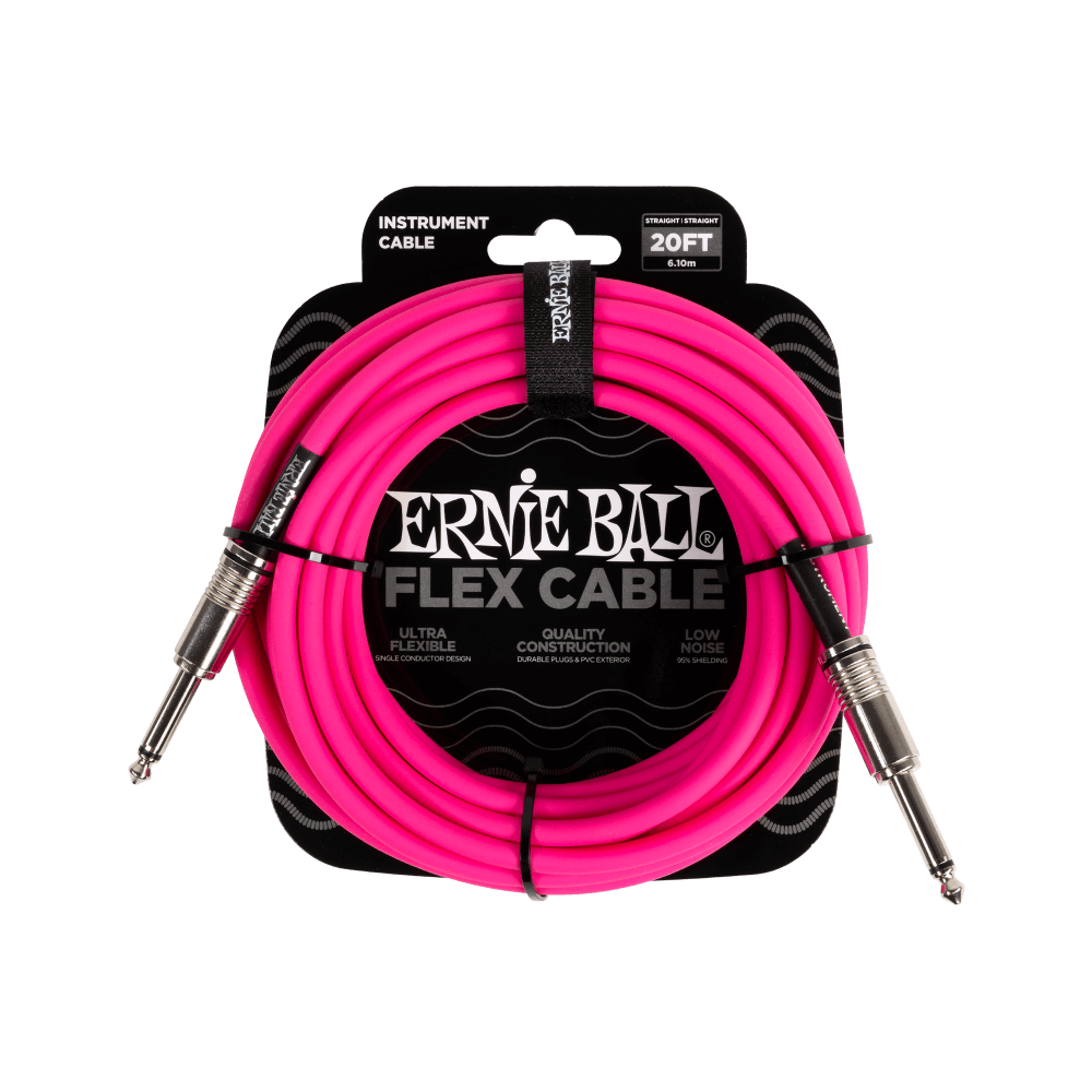 Ernie Ball Flex Instrument Cable - Straight/Straight - Pink - 20FT