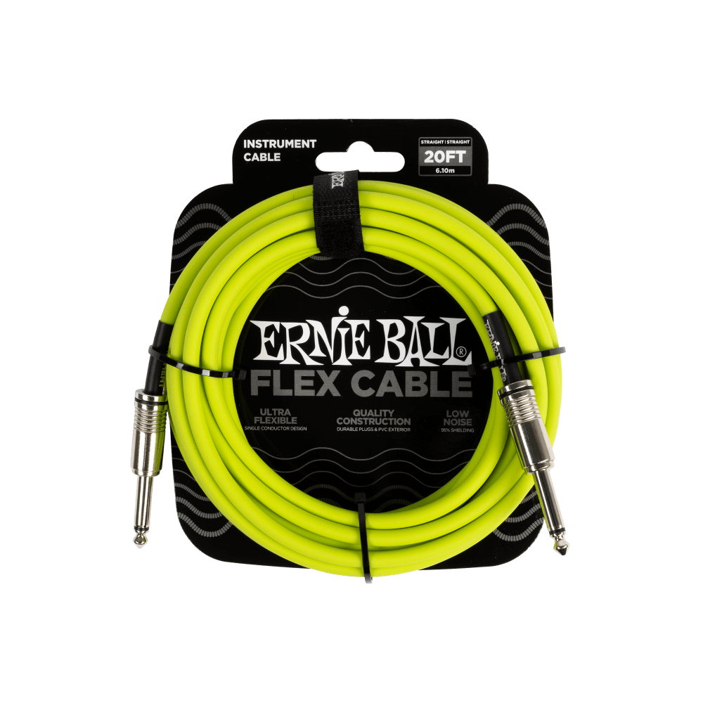 Ernie Ball Flex Instrument Cable - Straight/Straight - Green - 20FT