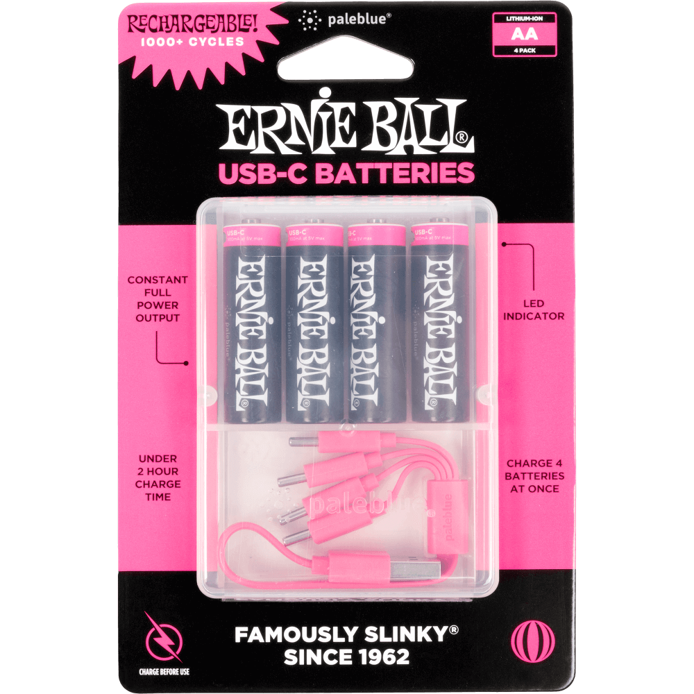 Ernie Ball USB-C Rechargeable AA Battery By Paleblue - Pack Of 4