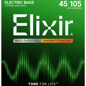 Elixir® Nickel Plated Steel Electric Bass Strings With Nanoweb - 45-130