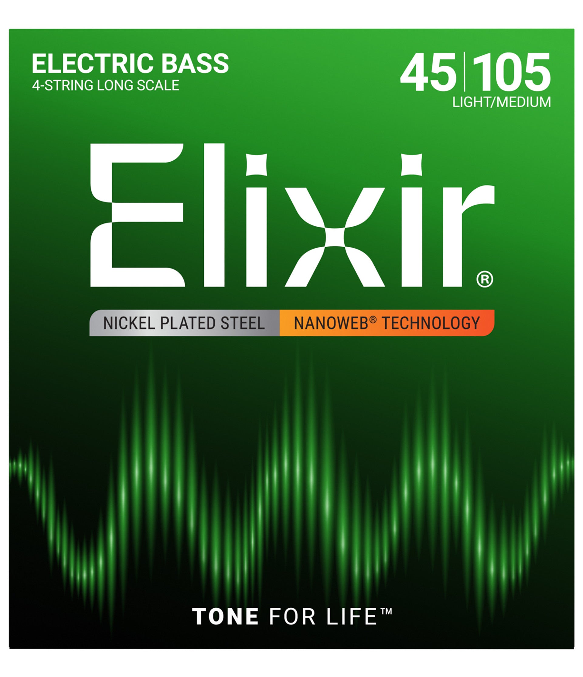 Elixir® Nickel Plated Steel Electric Bass Strings With Nanoweb - 45-130