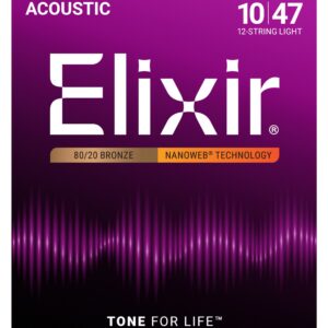 Elixir® 80/20 Bronze 12-String Acoustic Guitar Strings With Nanoweb - 10-47