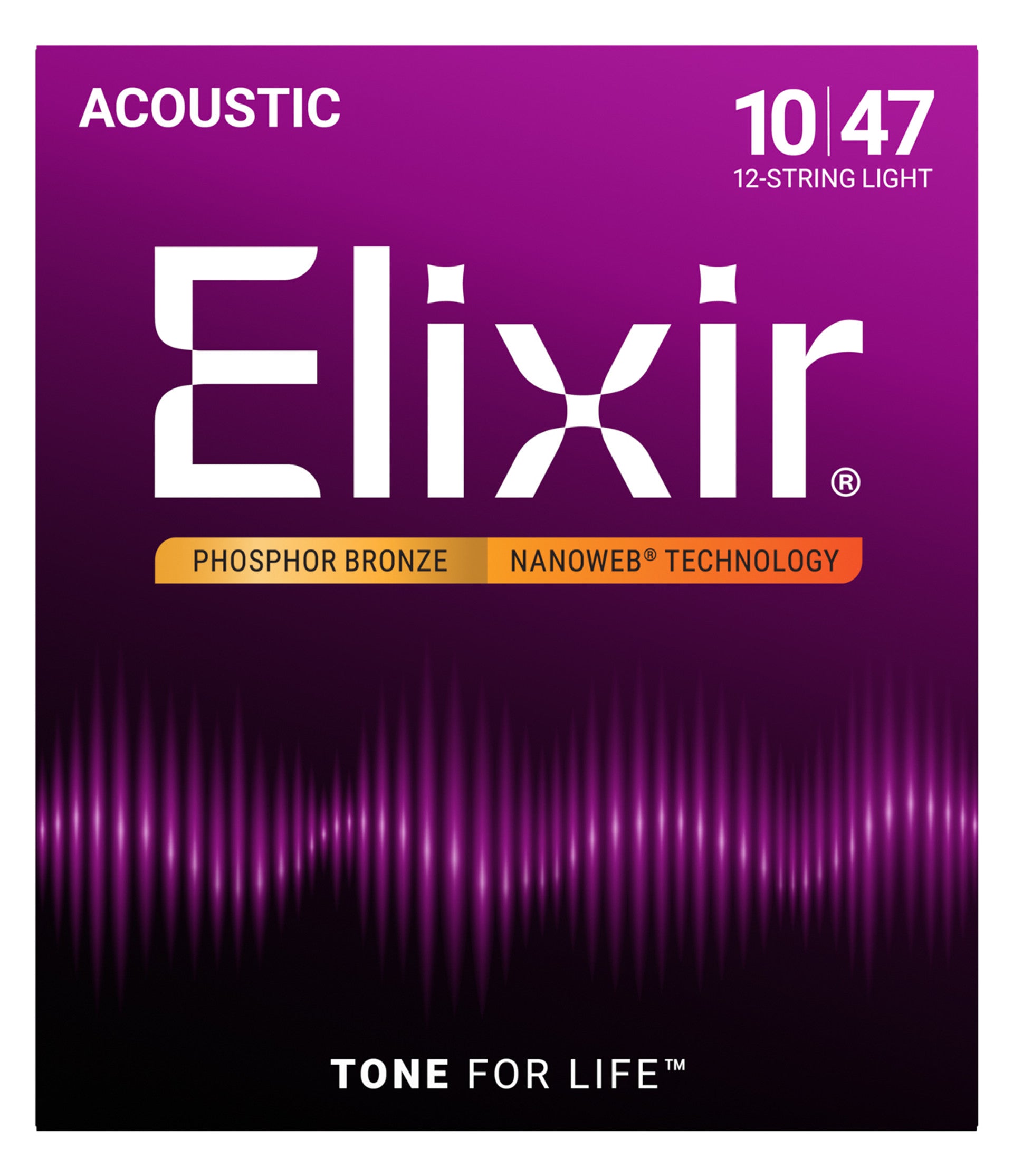 Elixir® Phosphor Bronze 12-String Acoustic Guitar Strings With Nanoweb - 10-47