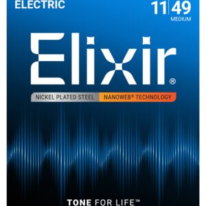 Elixir® Nickel Plated Electric Guitar Strings With Nanoweb - 11-49