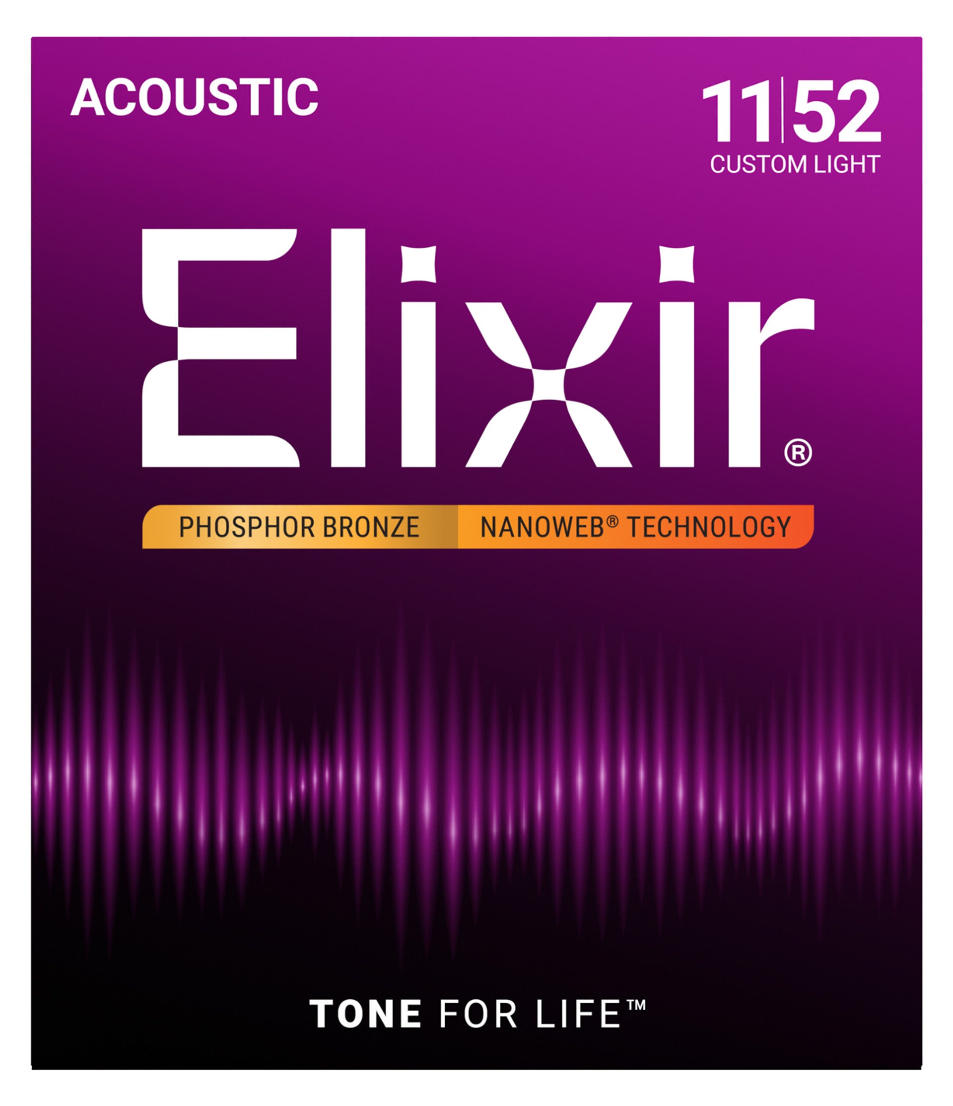 Elixir® Phosphor Bronze Acoustic Guitar Strings With Nanoweb - 11-52
