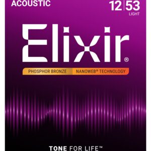 Elixir® Phosphor Bronze Acoustic Guitar Strings With Nanoweb - 12-53