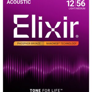 Elixir® Phosphor Bronze Acoustic Guitar Strings With Nanoweb - 12-56
