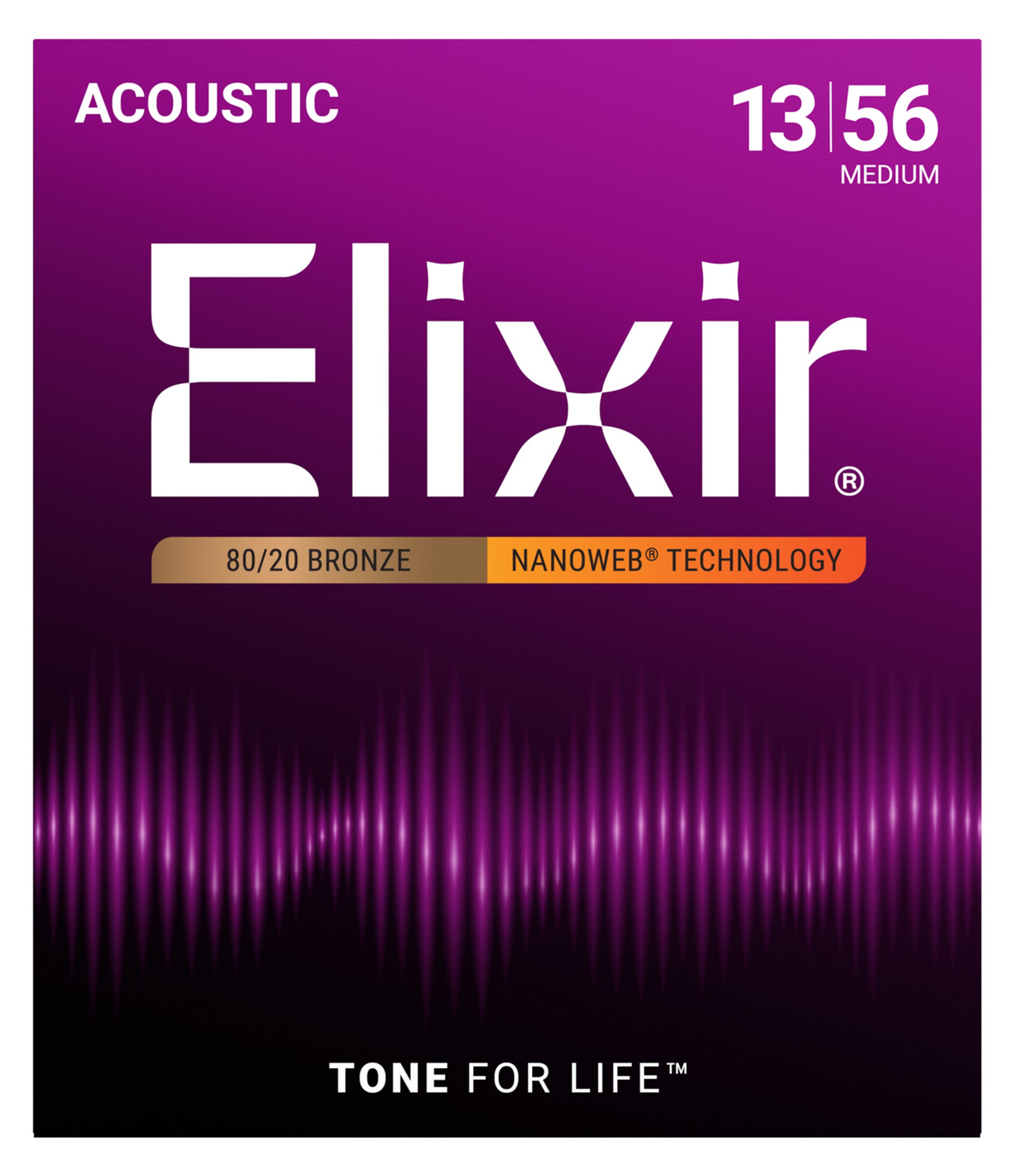 Elixir® 80/20 Bronze Acoustic Guitar Strings With Nanoweb - 13-56