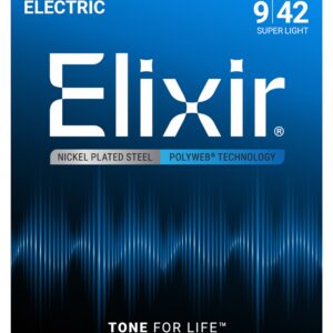 Elixir® Nickel Plated Electric Guitar Strings With Polyweb - 9-42