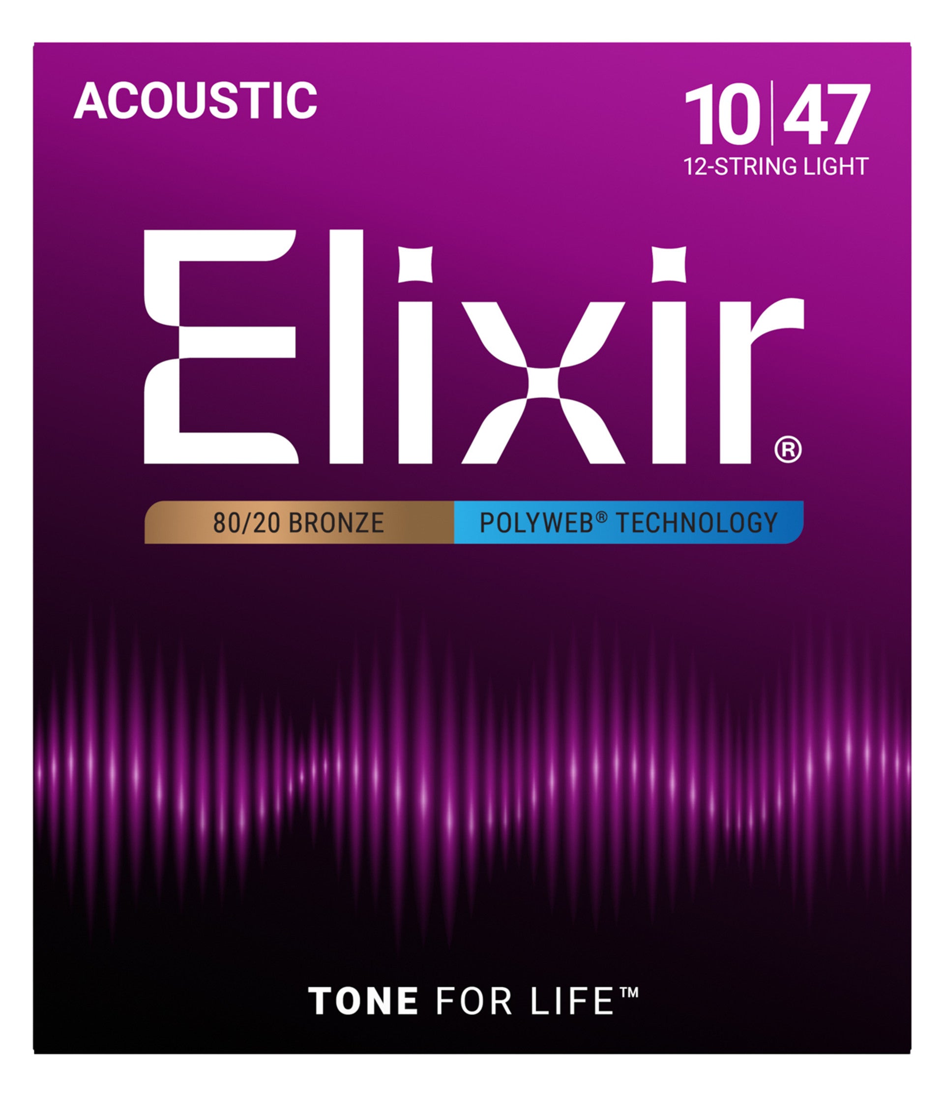 Elixir® 80/20 Bronze 12-String Acoustic Guitar Strings With Polyweb - 10-47
