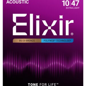 Elixir® 80/20 Bronze Acoustic Guitar Strings With Polyweb - 10-47