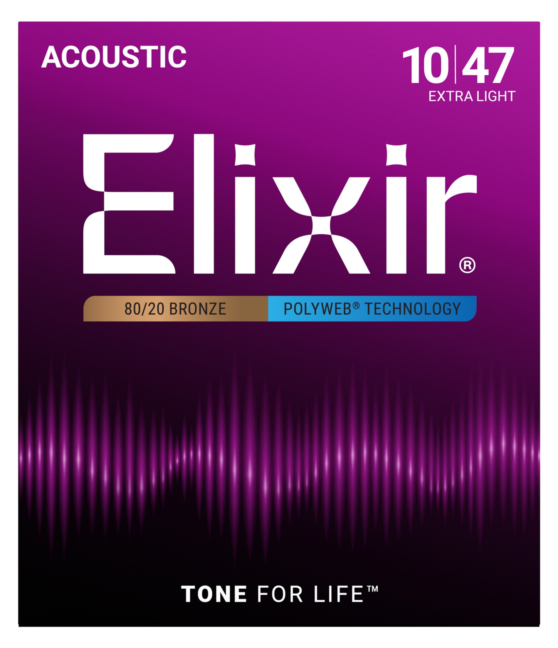 Elixir® 80/20 Bronze Acoustic Guitar Strings With Polyweb - 10-47