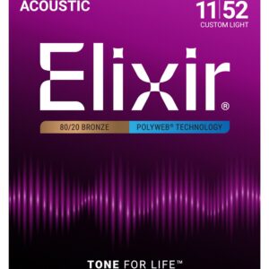 Elixir® 80/20 Bronze Acoustic Guitar Strings With Polyweb - 11-52